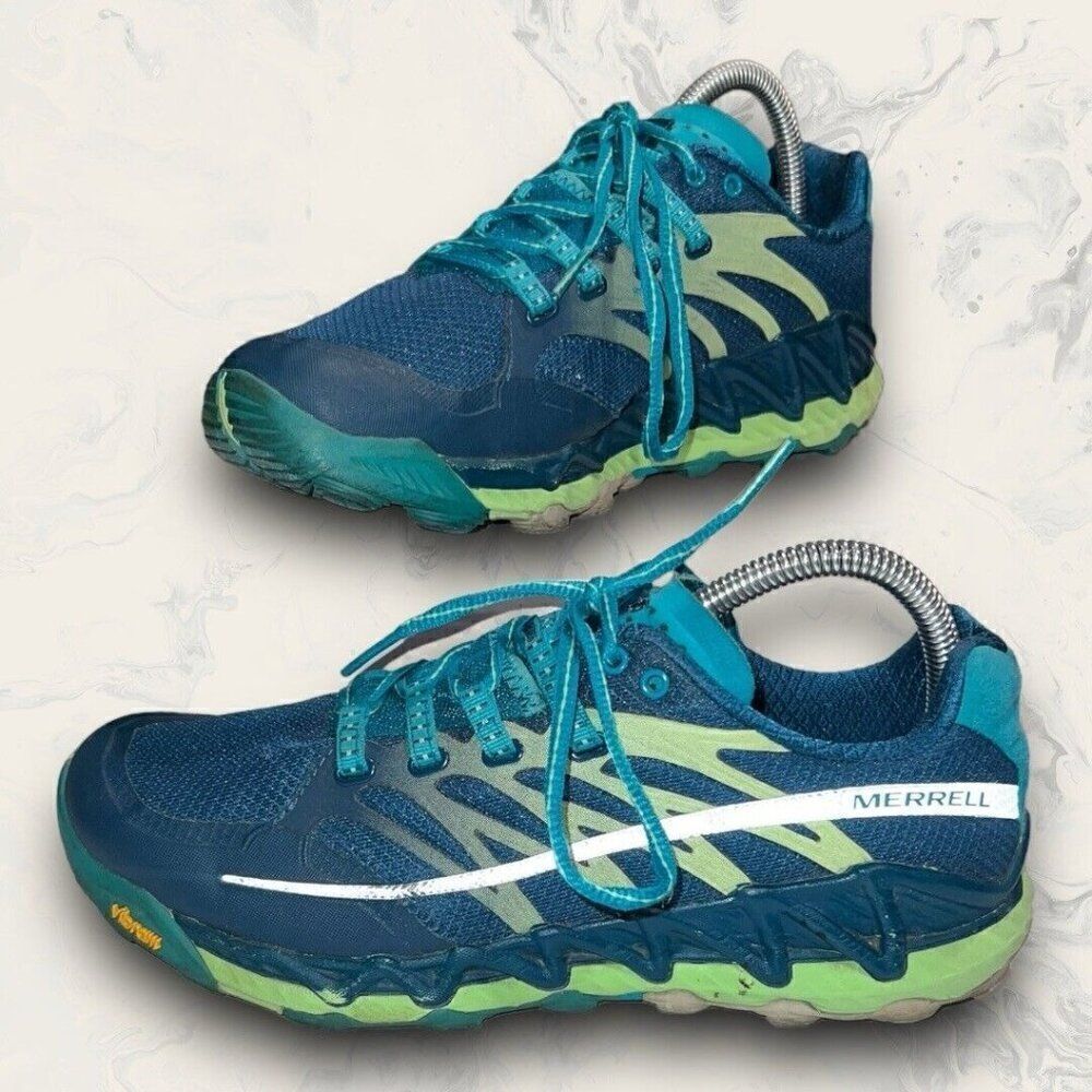 Merrell All Out Peak Green Blue Outdoor Hiking Running Sneakers Women’s Size 8